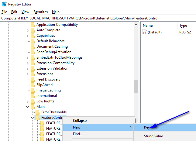 Configuring IE Browser - New Key