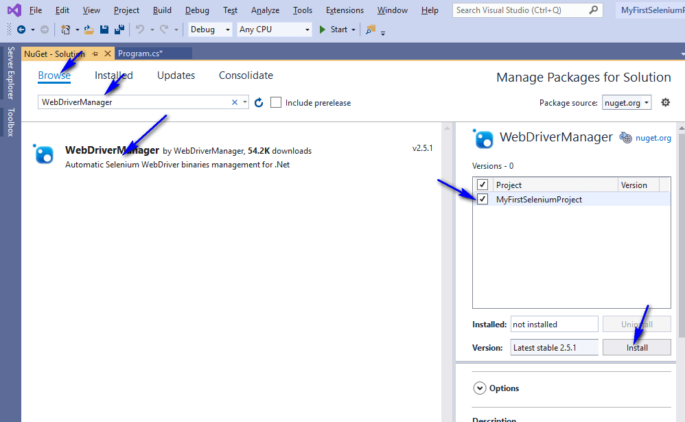Selenium C# - Install