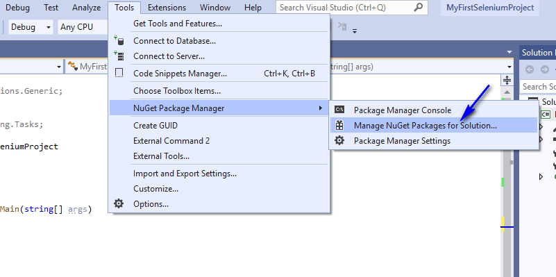 Selenium C# - NuGet Package Manager