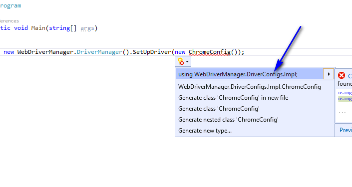Selenium C# - import