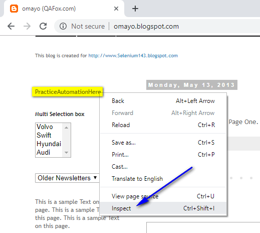 Selenium Locators - Inspect