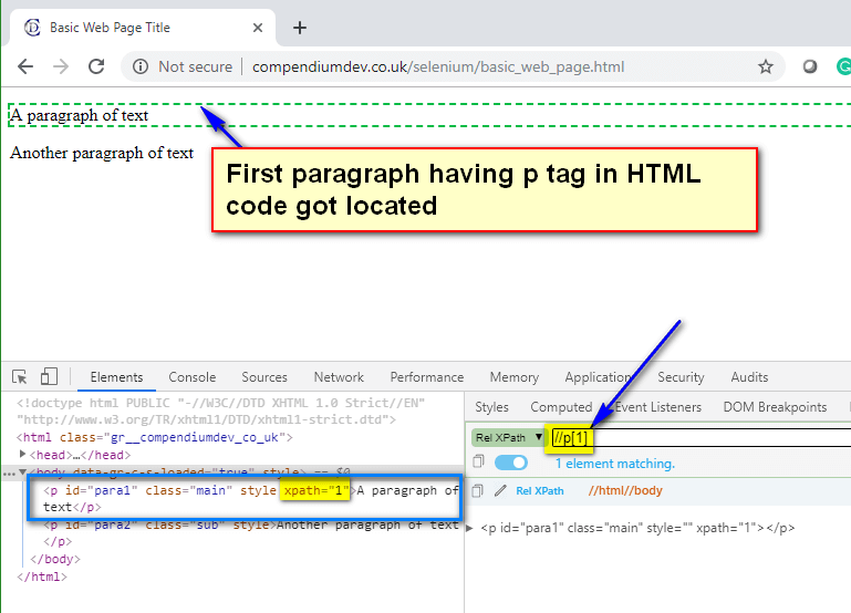 last() XPath Function - First Para Located