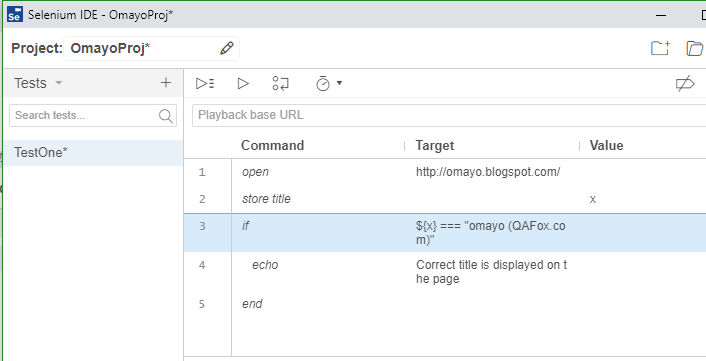 if end Selenium IDE - typing
