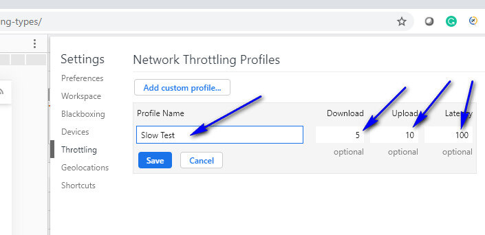 Network Throttling Profile
