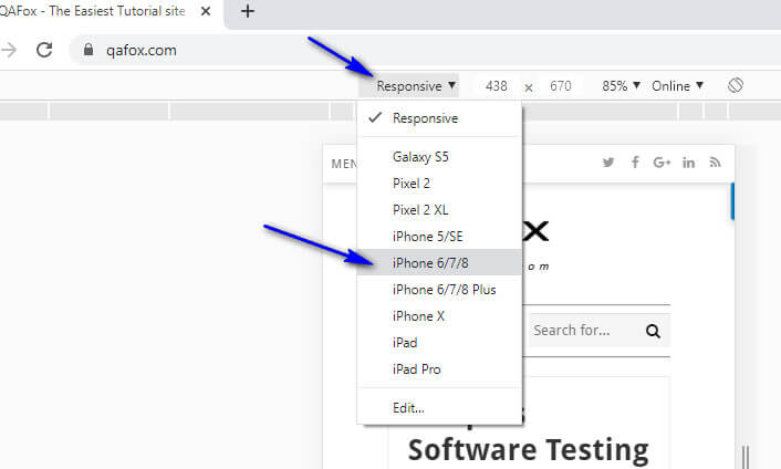 Selecting Mobile Device Option